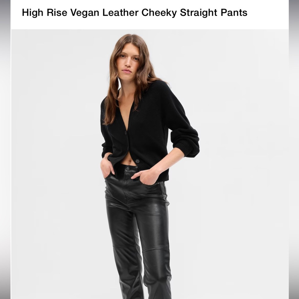 High Rise Vegan Leather Cheeky Straight Leg Pant